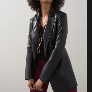 Chicos Faux Leather Blazer Black Size 0